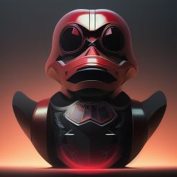 duck #140 | Photo of a blend of droid, rubber ducky and duckling as king with red reflections in eyes, cyberpunk cyborg, sci - fi, intricate abstract upper body intricate artwork, by tooth wu, wlop, beeple