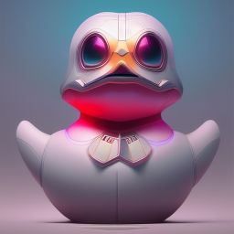 duck #147 | Photo of a blend of alien, rubber ducky and duckling as king with red reflections in eyes, cyberpunk cyborg, sci - fi, intricate abstract upper body intricate artwork, by tooth wu, wlop, beeple