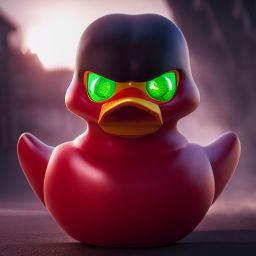 duck #415 | A angry looking blend of robocop and rubber duck, large eyes, menacing, professional majestic oil painting, 3d render, cgi