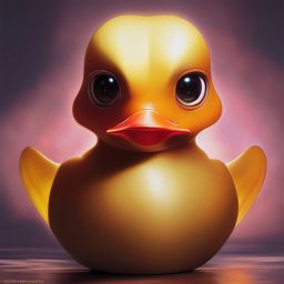 duck #439 | A cute little blend of duckling and rubber duckie, large eyes, very cute, professional majestic oil painting, 3d render, cgi, cosmic energy, colorful, painting burst, beautiful face, symmetrical face