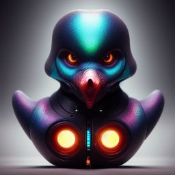 duck #476 | A cute blend of predator and duckling, rubber toy, plastic toy, very cute, professional, majestic, 3d render, cgi, cosmic energy, colorful, painting burst, beautiful face, symmetrical face