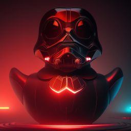 duck #109 | Photo of a blend of darth vader, droid, rubber ducky and duckling as king with red reflections in eyes, cyberpunk cyborg, sci - fi, intricate abstract upper body intricate artwork, by tooth wu, wlop