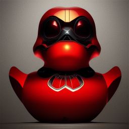 duck #113 | Photo of a blend of droid, rubber ducky and duckling as king with red reflections in eyes, cyberpunk cyborg, sci - fi, intricate abstract upper body intricate artwork, by tooth wu, wlop, beeple