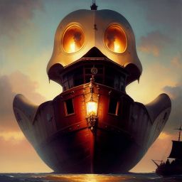 duck #357 | Pirate ship, professional majestic oil painting, professional majestic oil painting by Ed Blinkey,Atey Ghailan,Studio Ghibli,by Jeremy Mann,Greg Manchess,Antonio Moro,trending on ArtStation
